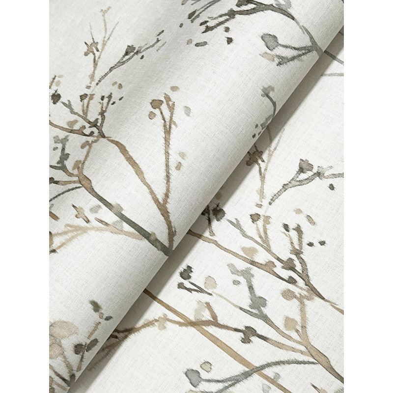 Silverling Neutral Budding Branches Wallpaper, White