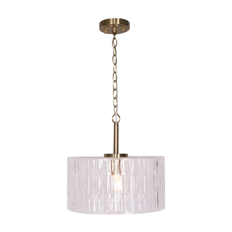 Luminaire suspendu cylindrique à 1 lumière Gizur, Or brossé