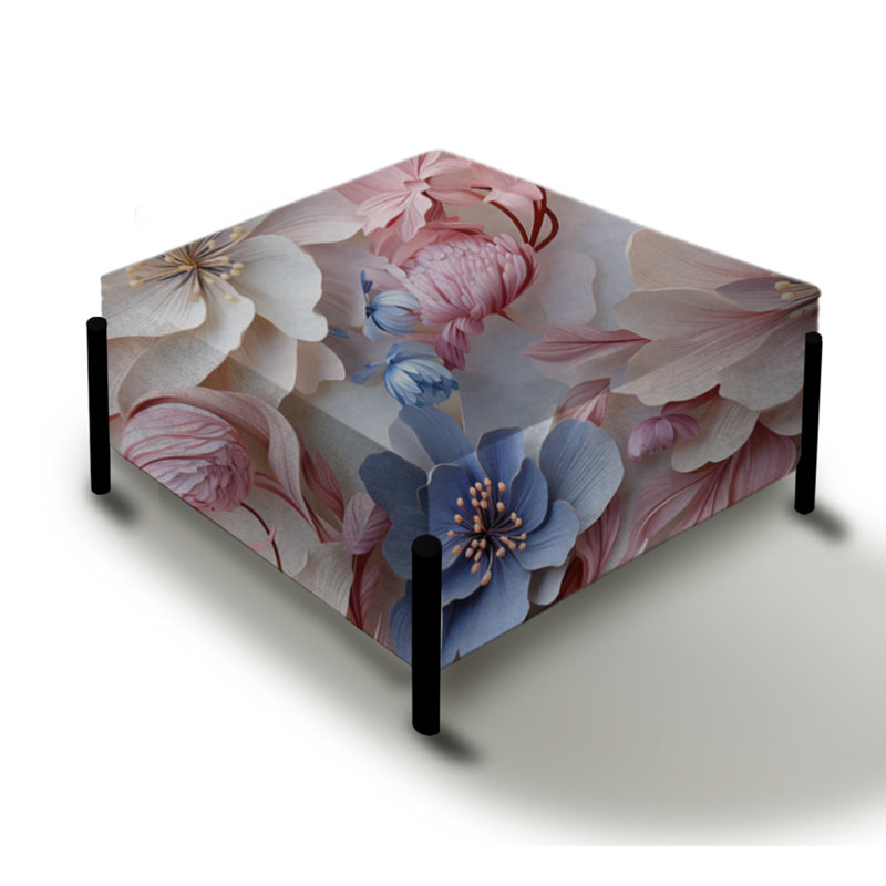 Romantiques fleurs à motif floral - grand repose-pieds carré floral
