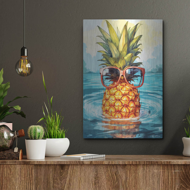 Art mural luxueux «Summer Pineapple 1» par Momart, H 16 po x l 12 po