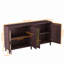 Buffet 70 po en rotin avec rangement, buffet 4 portes avec tablettes réglables pour la cuisine, le salon et la salle à manger, assemblage facile