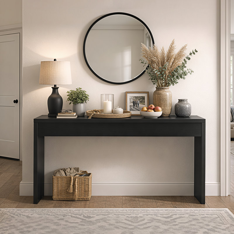 Console de couloir étroite, Noir,  H 31,5 po x l 59 po x P 11,8 po