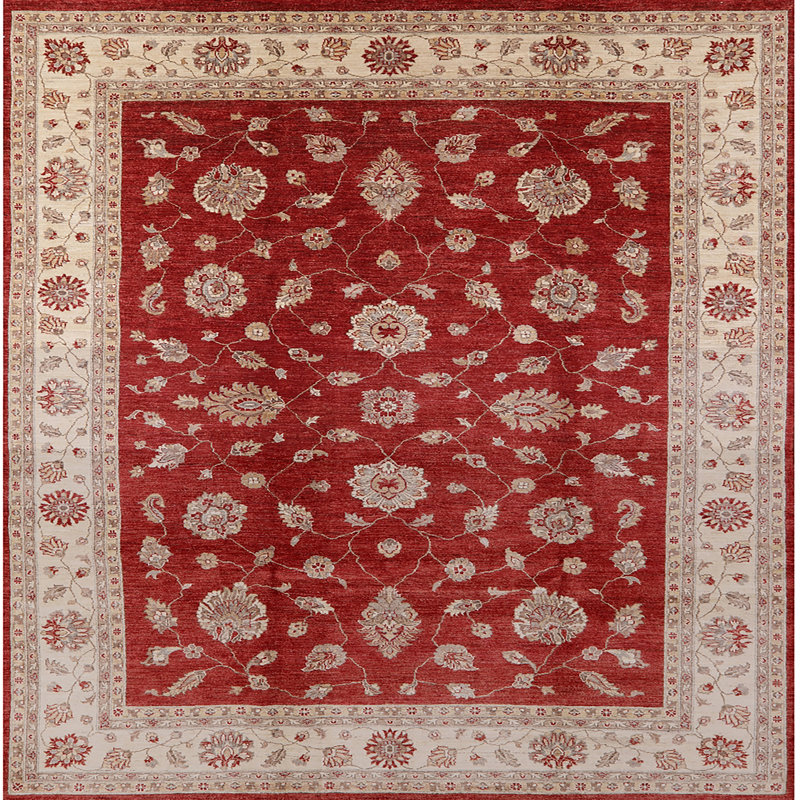 Tapis beige / rouge Swavi, Carré 5 pi