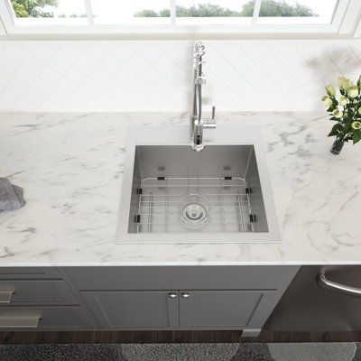 Laundry Sink - 22" X 22" Laundry Room Utility Sink Drop In Topmount 16 Gauge Stainless Steel 12 Inch Deep Single Bowl Above Counter Basin
