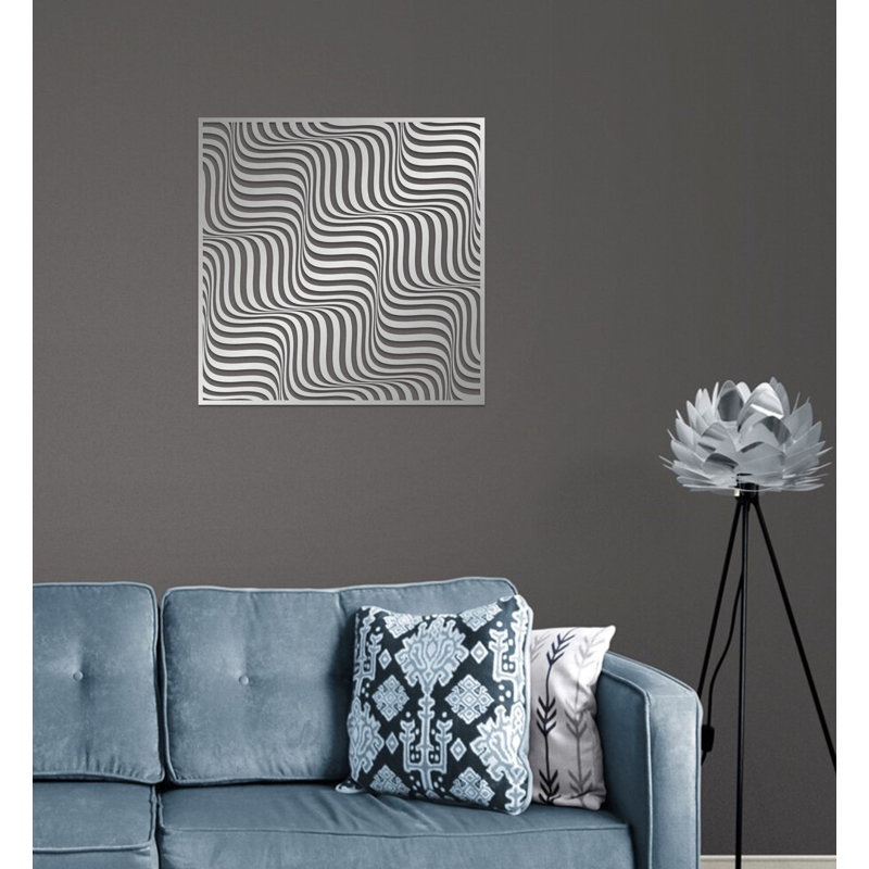 Décoration murale abstraite en métal, vagues infinies Art déco contemporain pour un nouveau cadeau de maison ou de bureau