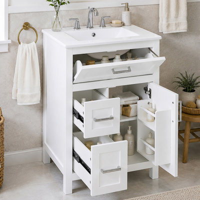 Meuble-lavabo traditionnel 24 po avec comptoir en céramique 24 pièces
