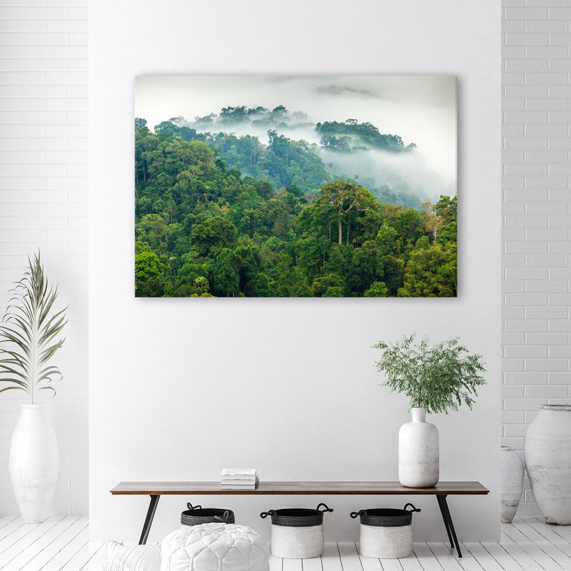 Forest In The Fog Landscape - No Frame Print on Canvas, 60cm H x 90cm W