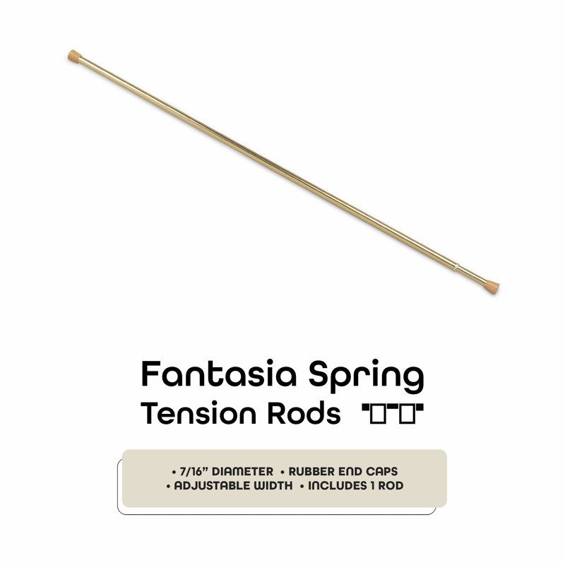 Brass Adjustable Spring Tension Curtain Rod, 28"-48"