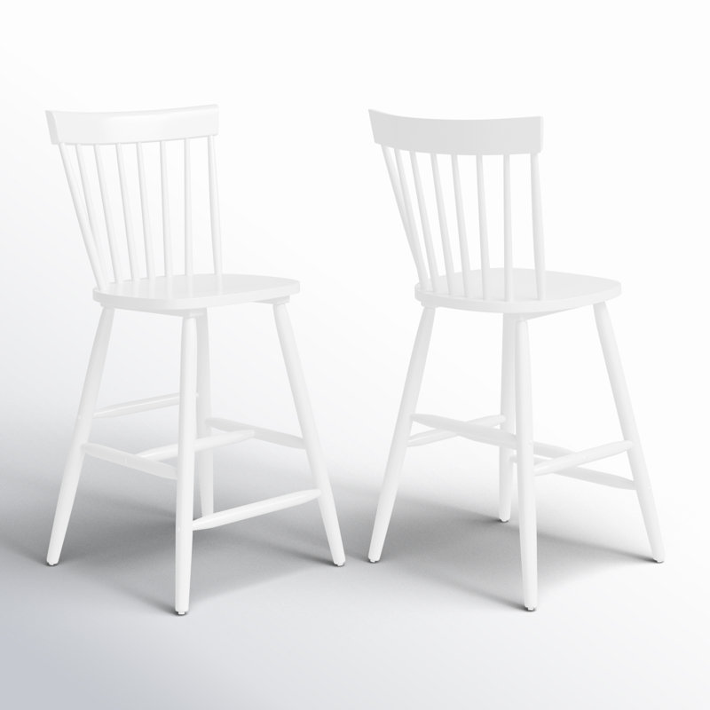 Stacee Solid Wood Counter Stool, White, Counter Stool (24" Seat Height)