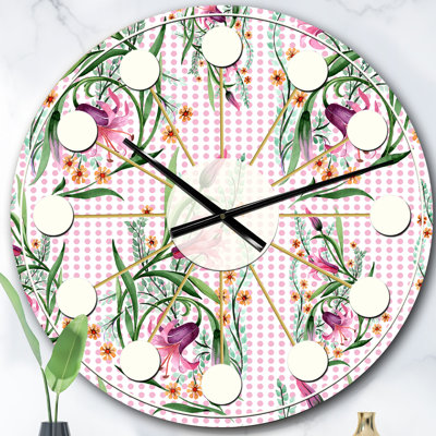 Horloge murale Floral Botanical Retro X - Mid-Century