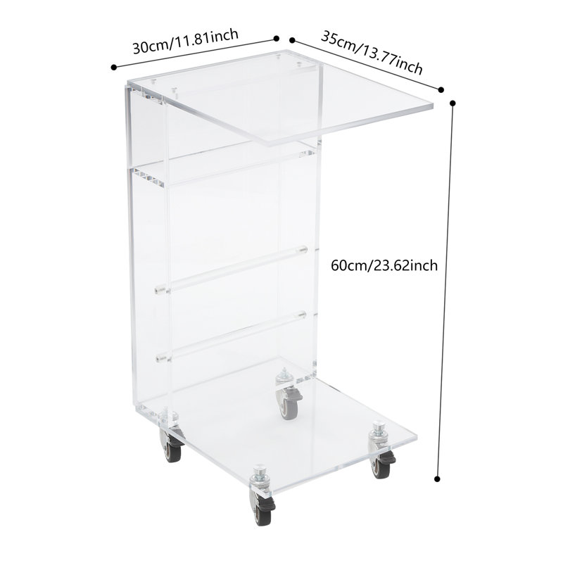 C-Shaped End Table For Small Spaces13.78(W)*11.81(D)*23.62(H)In, Clear