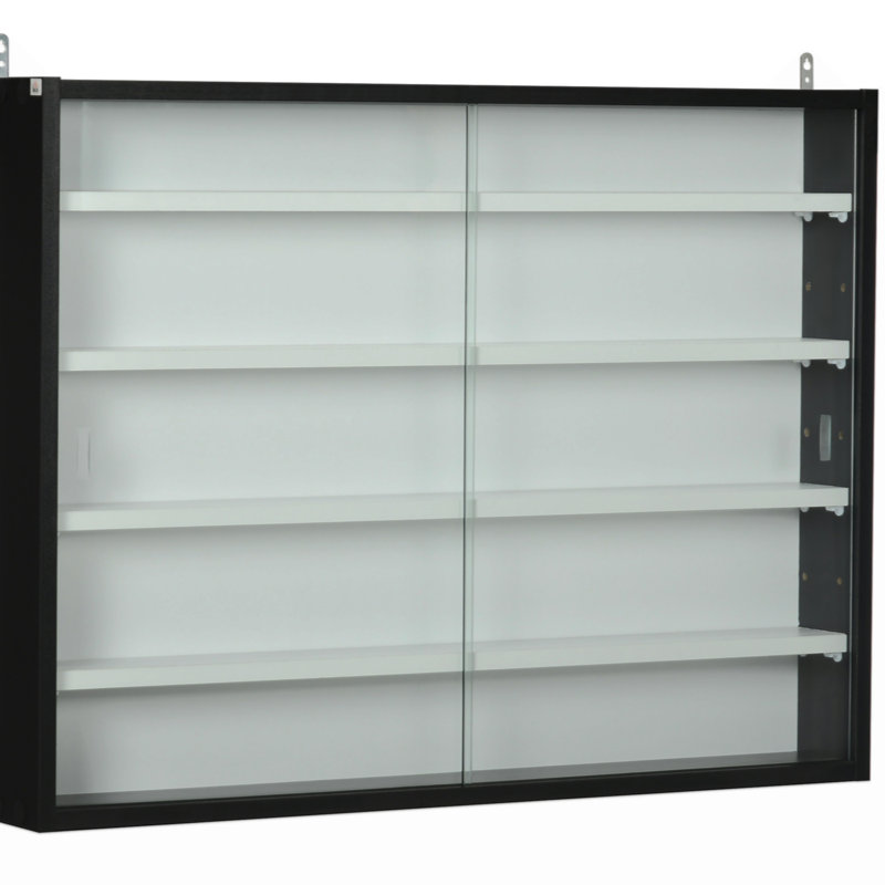 5-Tier Display Cabinet Glass Display Case With 2 Doors And Adjustable Shelves Wall-Mounted Glass Display Case