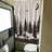 Forest Mountain RV Shower and Bath Curtain with Camper Design - Waterproof Happy Camp Pattern, Fabric Decor Set with Hooks - Grey Black, 47x64 Inches