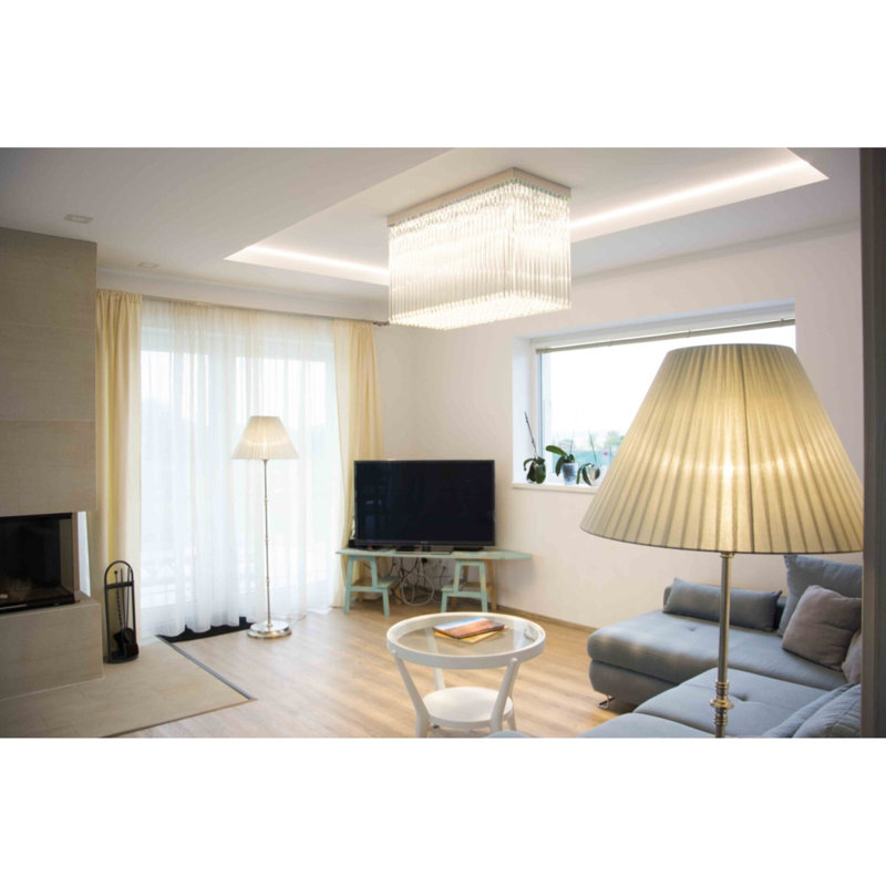 Lustre en cristal Murano Simplicity, Or mat, Givré, 29" Diameter x 14" Height