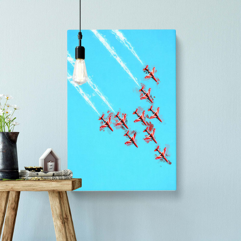 Fighter Jet Air Show in Abstract - Wrapped Canvas, 50cm H x 35cm W x 3cm D