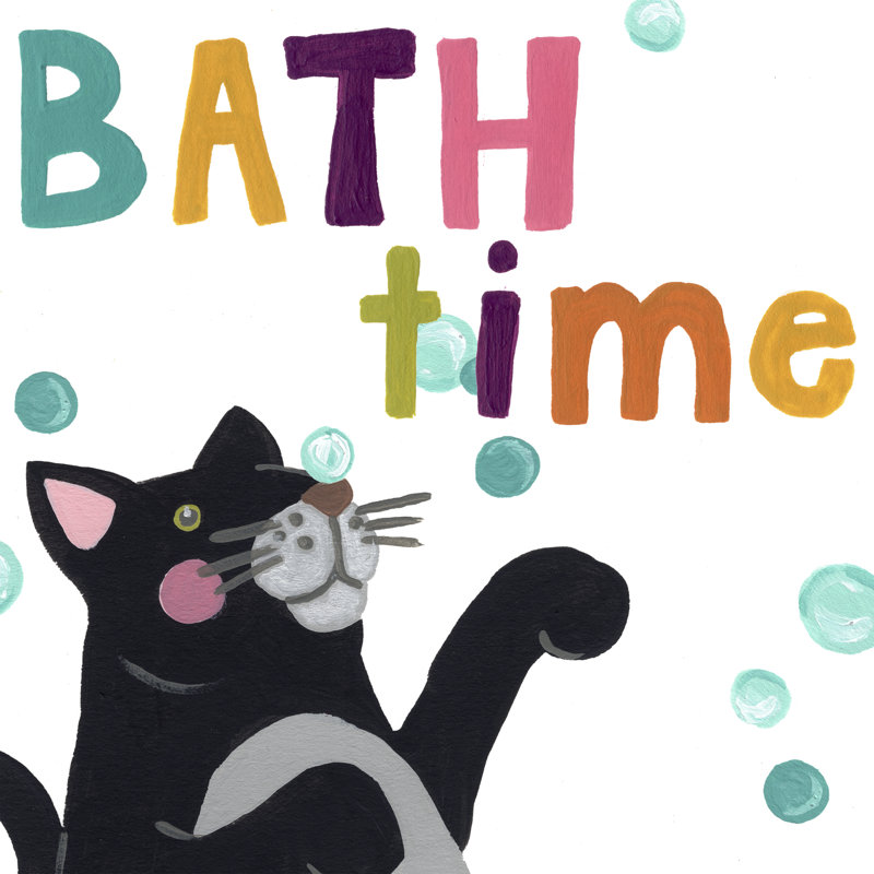Cute Cat Bath IV by June Erica Vess - Wrapped Canvas Print, 76cm H x 76cm W