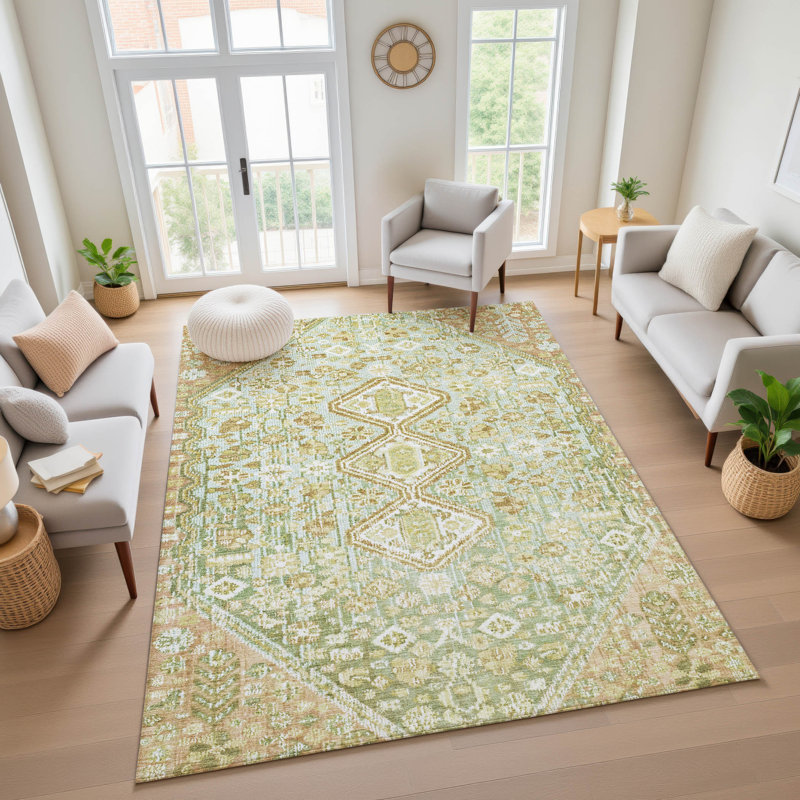 Premium Machine Washable Ashington AMF1834 Aztec Rug, Rectangle 10' x 14'