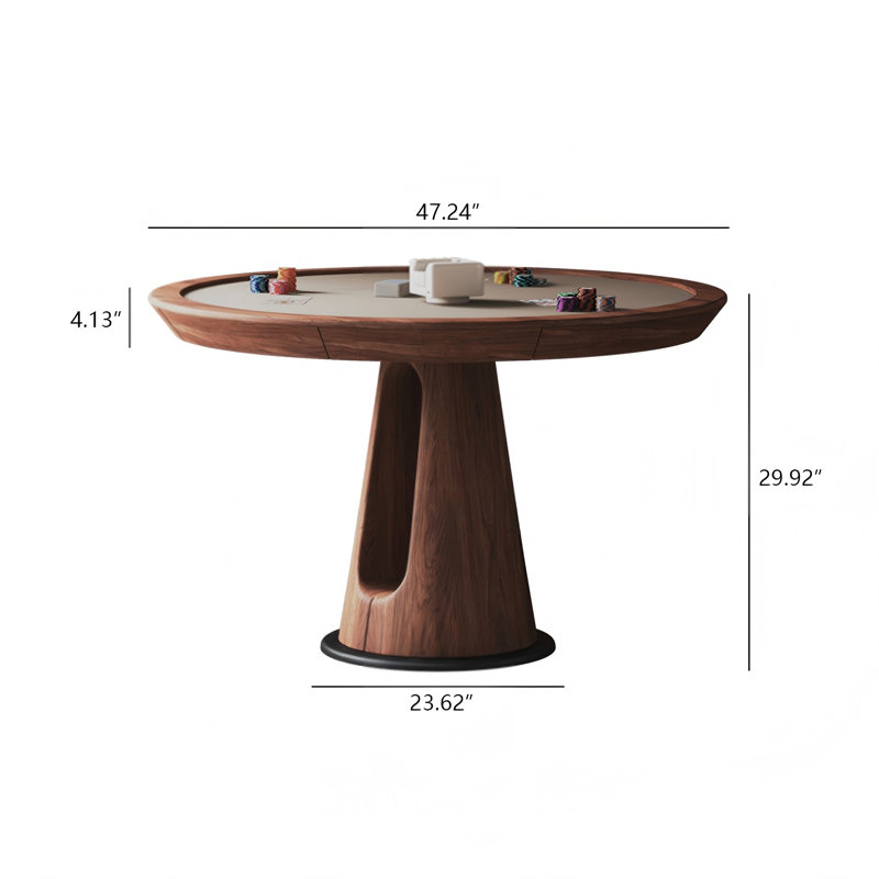 Table 47,24 "rétro en bois massif brun spécifique au poker, H 29,92 po x l 47,24 po x P 39,37 po