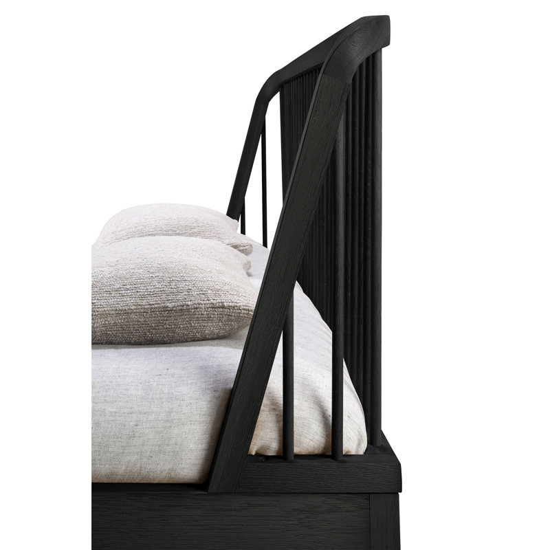 Spindle Solid Wood Bed, Queen, Oak Black