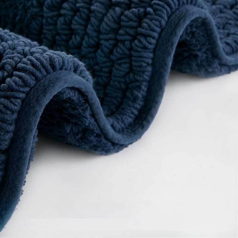 Splendor Navy 100% Cotton Tufted 3000 GSM Reversible 24x72'' Bath Rug, 24" W x 72" L, Navy