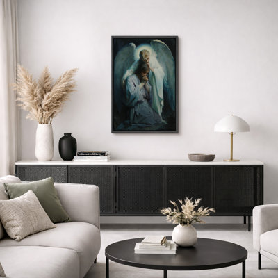 Divine Angel Consolation Scene Artwork, Spiritual Classical Pictures, Framed Canvas Giclee Print Wall Art