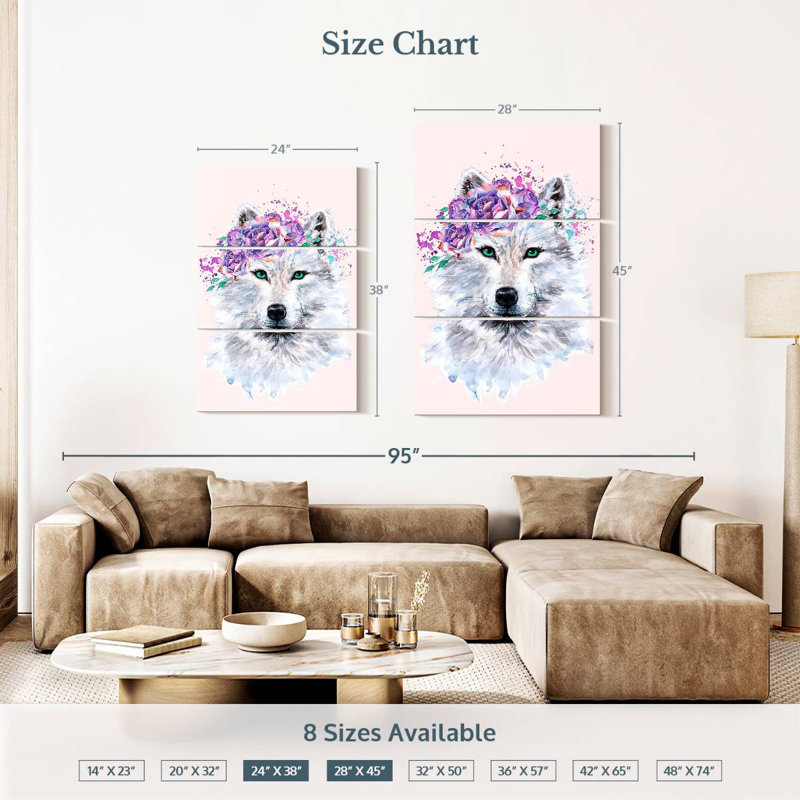 Brampt Floral Wolf, 38" H x 24" W