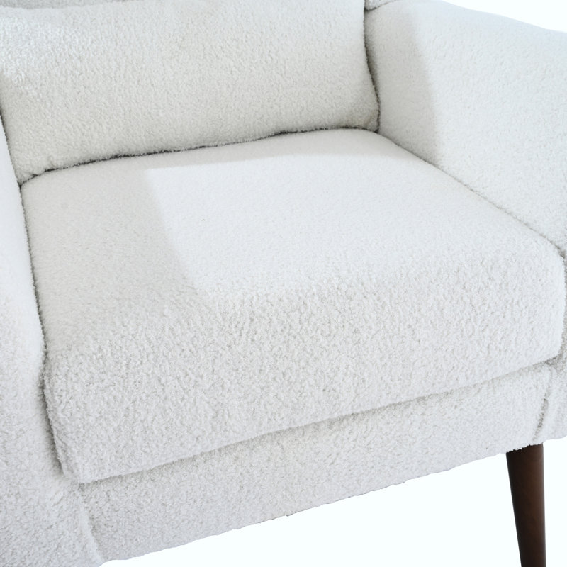 Chaise de salon Mid-Century - Coussin rembourré en mousse, Blanc
