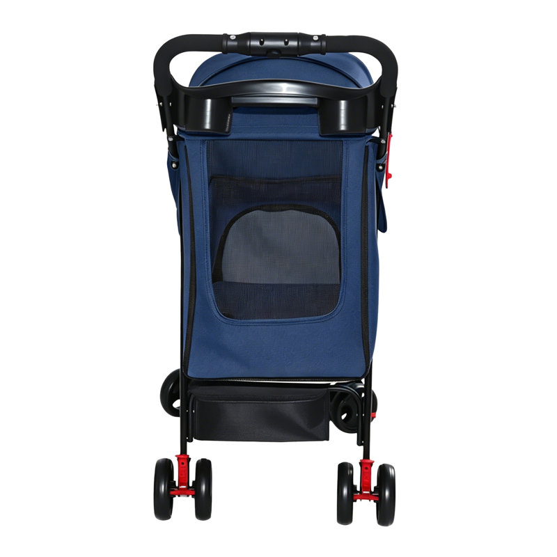 Poussette pliable pour animaux de compagnie pour petits chiens et chats de moins de 28 lb avec plateau multifonctionnel, Blue