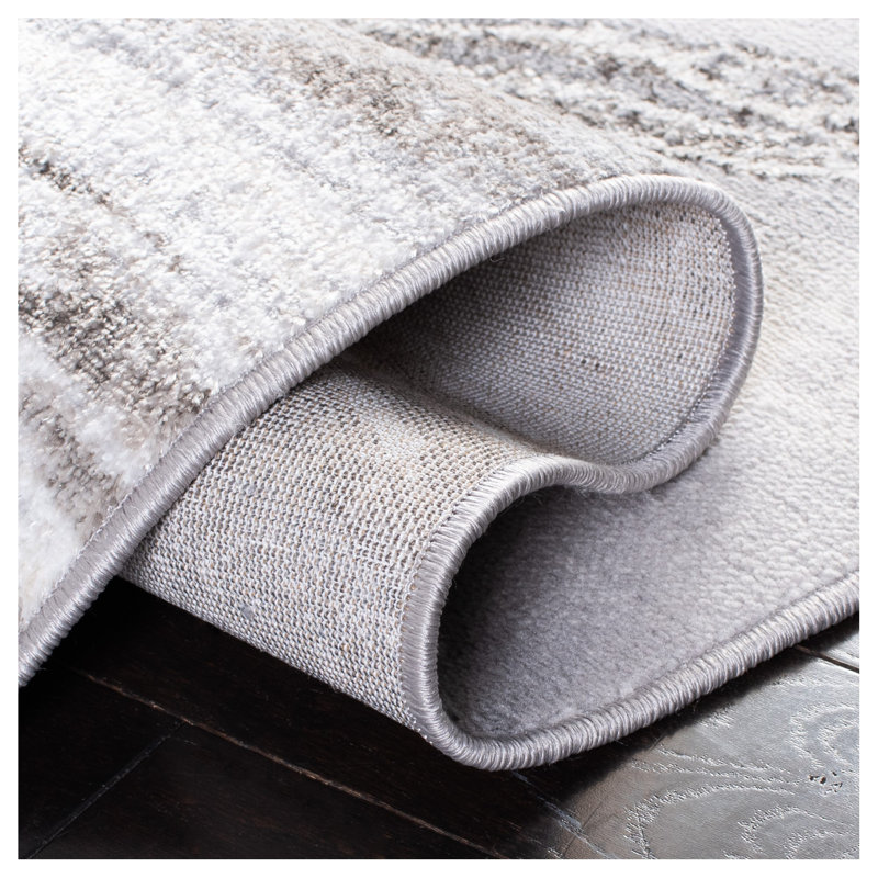 Arva Abstract Gray / Ivory Area Rug, Runner 2'2" x 8'