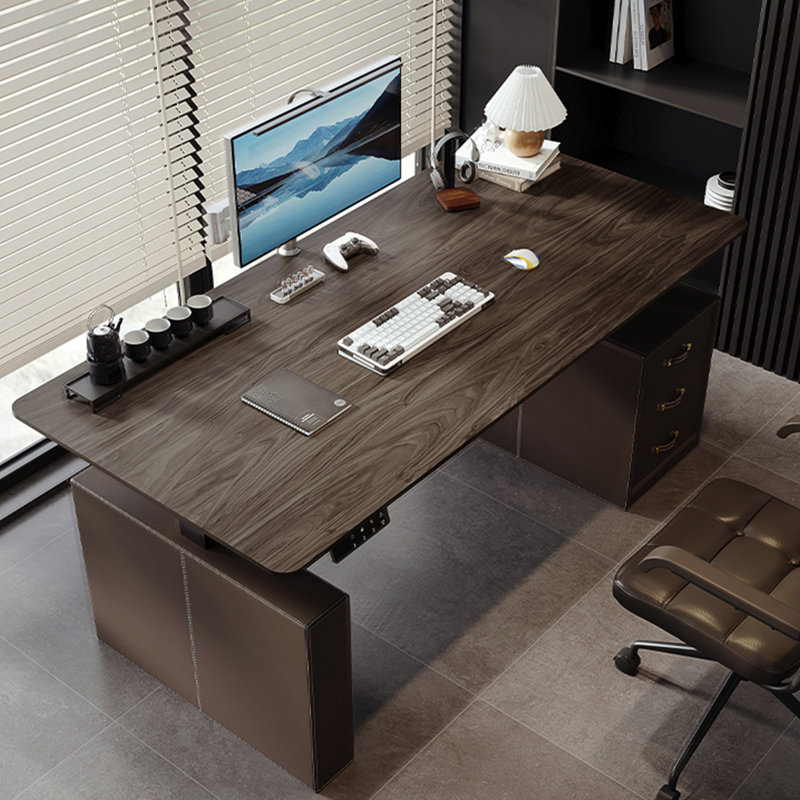Solid Wood Sintered Stone Height Adjustable Desk, 27.56" H x 55.12" W x 31.5" D