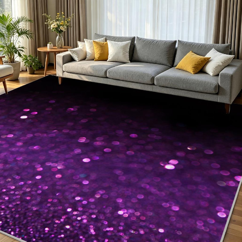 Tapis noir élégant à motif abstrait abstrait lavable à la machine avec lumières, Rectangle 79 po x 118 po