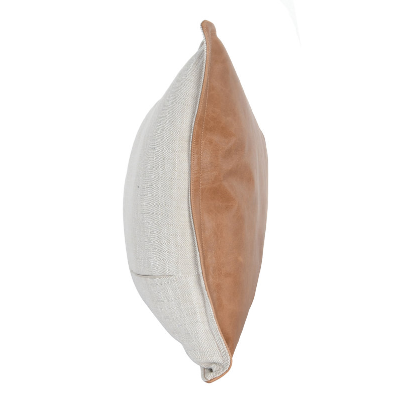 Kosas Home Cheyenne 100% Leather Throw Pillow, 14" x 26", Rectangular, Chestnut Brown