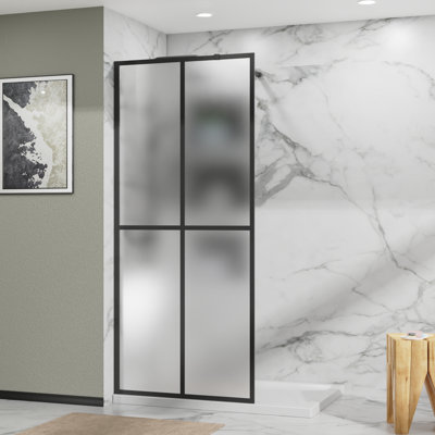 34" X 72" Shower Door Frosted Tempered Glass Framed Shower Screen Walk-in