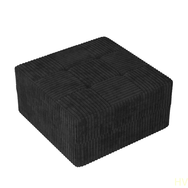 Canapé ottoman Canapé modulaire compressé Canapé en velours côtelé de style minimaliste moderne, Noir