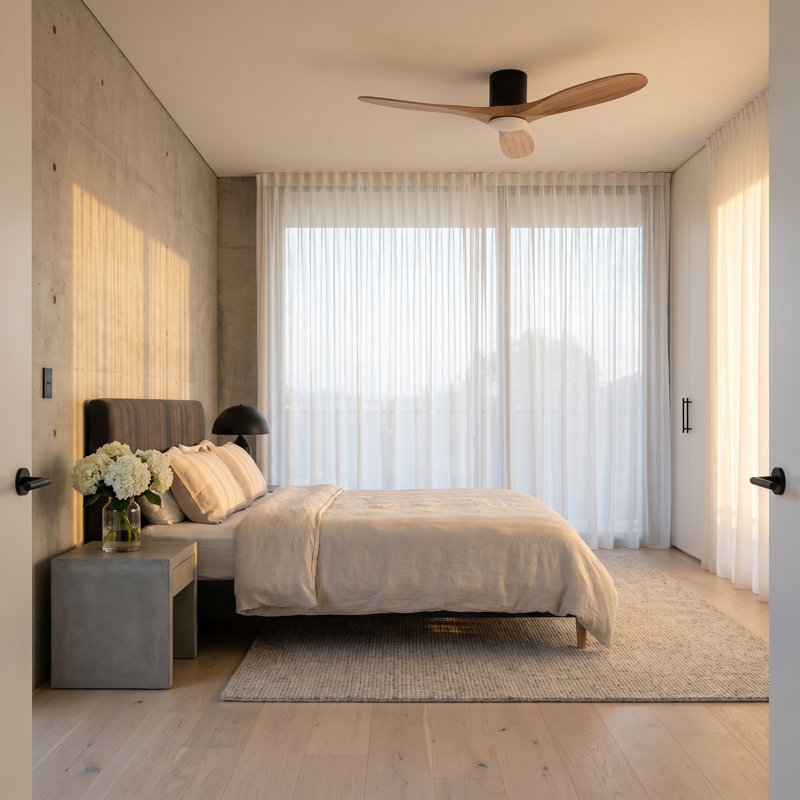Ventilateur de plafond intelligent Smart Hugger, Noir mat, 52 po de largeur, Miel naturel