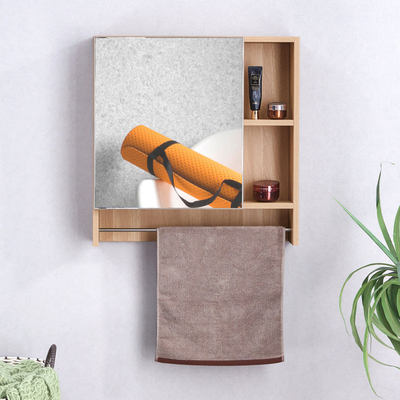 Armoire de salle de bain murale à miroir, Bois robuste