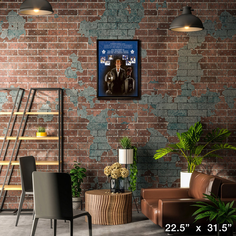 Auston Matthews, toile encadrée 20 x 29 2022, feuilles d'érable de Toronto encadrée