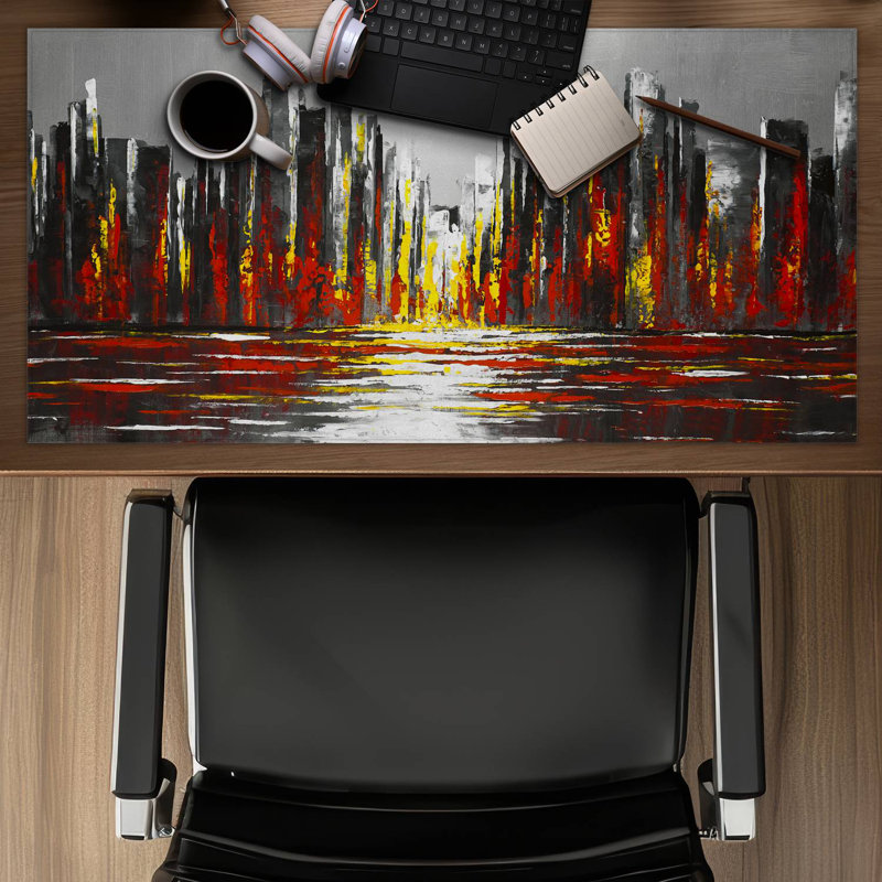 Abstract red skyline - 15.75"x31.50" Desk mat
