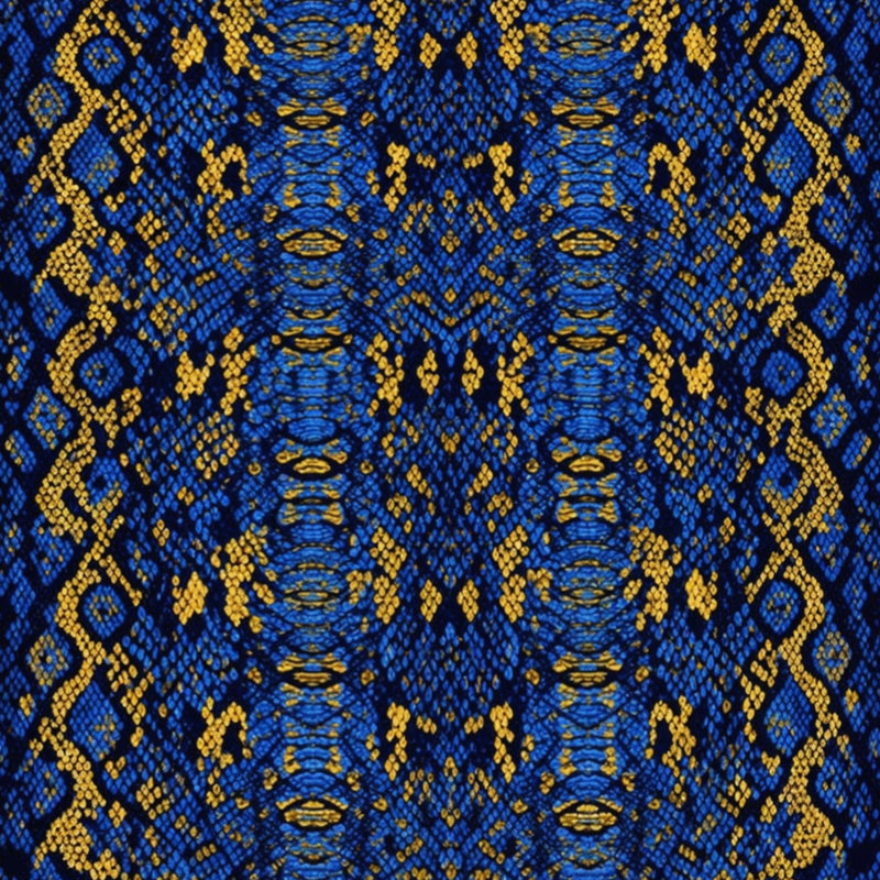 Coussins décoratifs à texture de peau de serpent, 26 x 26 pouces, Bleu foncé / or moyen