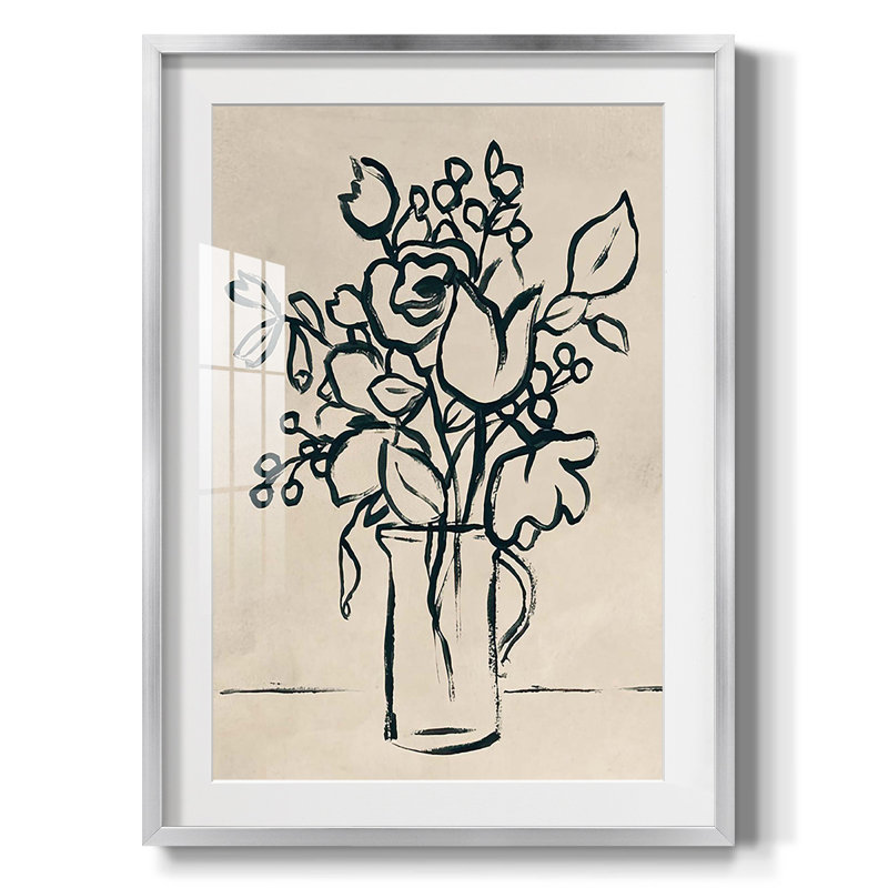 Dorset Shapes III - Toile tendue avec châssis, Papier avec cadre argenté, Blanc