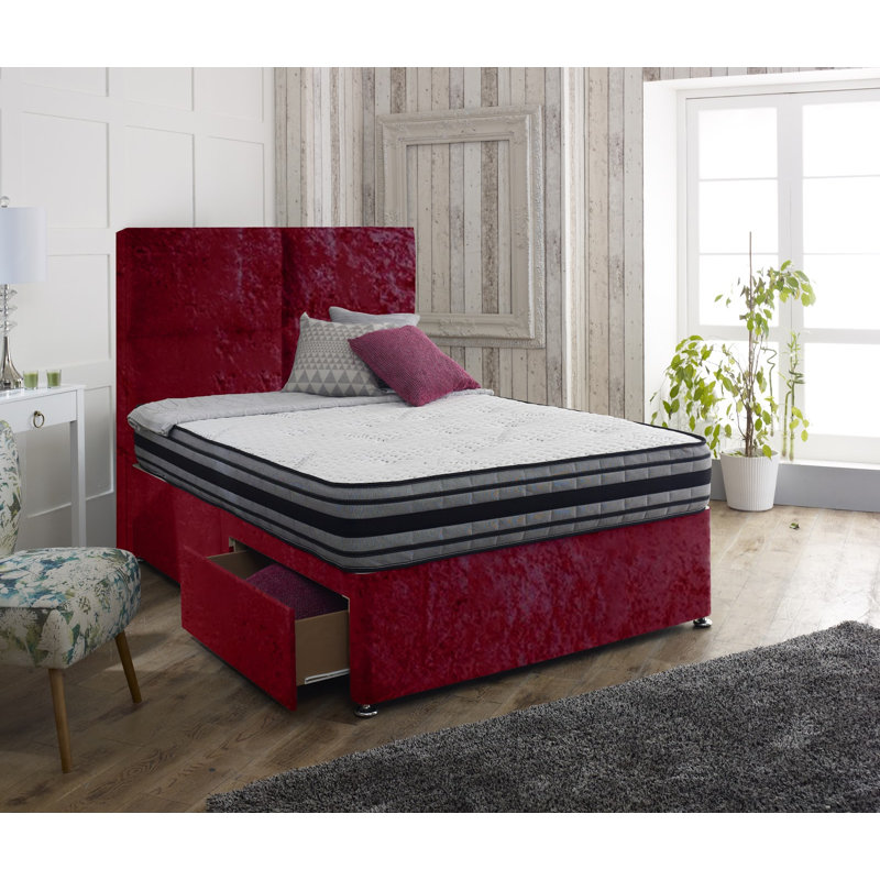 Inman Divan Bed Base, Super King (6'), No Drawer, Red