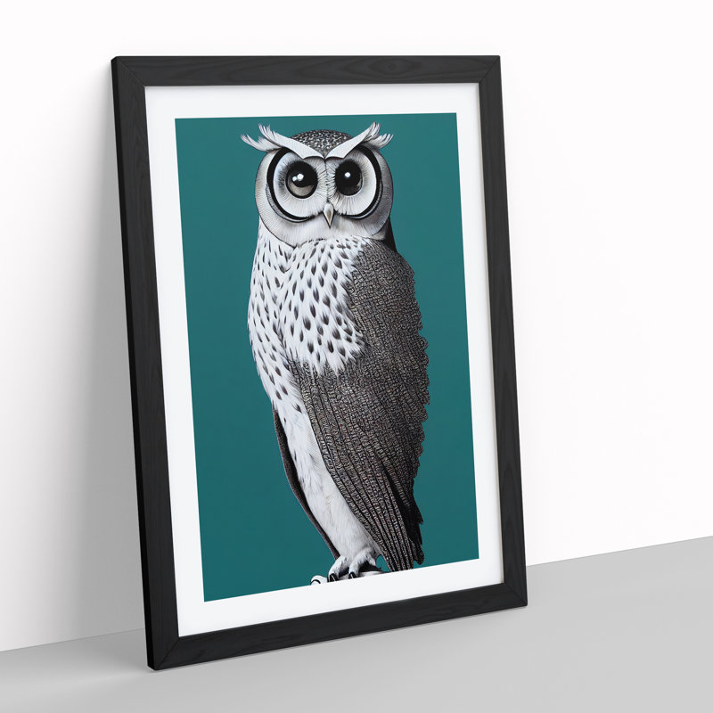 Curious Owl - Single Picture Frame Print, 64cm H x 46cm W x 2cm D, Black