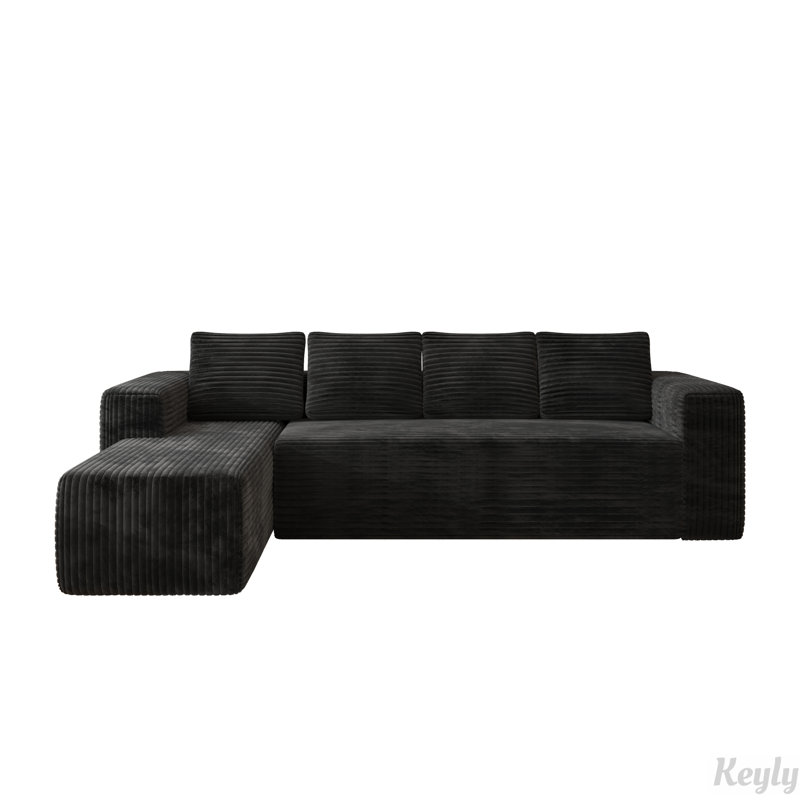 Canapé modulaire moderne avec assise profonde et méridienne en L, aucun assemblage requis