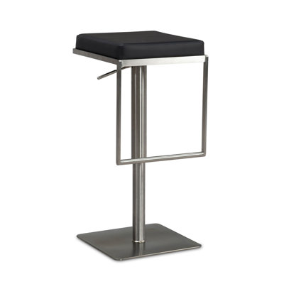 Upholstered Adjustable Height Counter Stool with Metal Frame