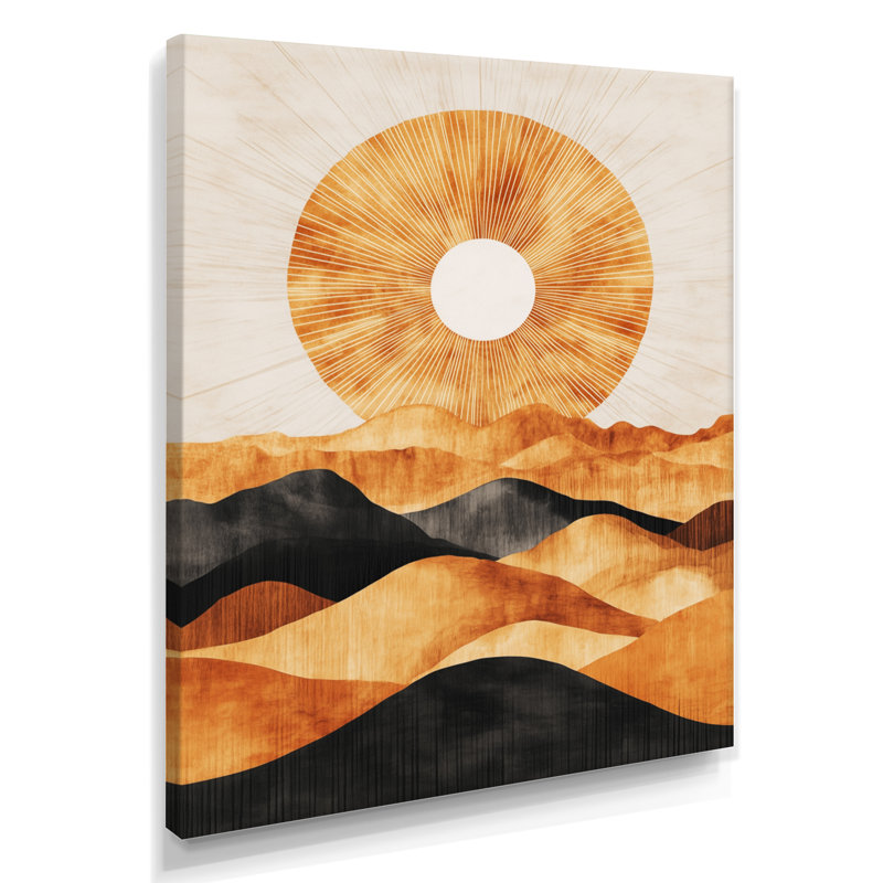 Retro Desert Wall Art, Sunset Line Canvas, Centano, H 20 po x l 12 po, Toile tendue