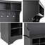 Armoire de rangement pour chaussures avec 24 casiers et 6 crochets doubles - Organisateur de vestibule autoportant avec banc et armoires supérieures - Finition en stratifié noir durable