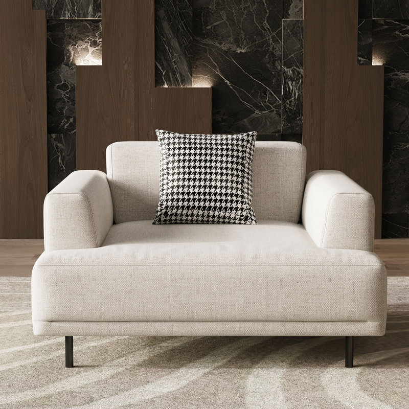 40.55 Inch Modern Armchair Deep Seat Accent Chair with Metal Legs Upholstered Single Sofa for Living Room Bedroom Reading Nook Beige