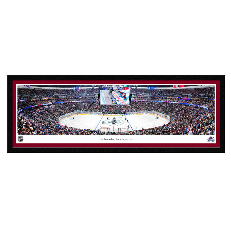 Impression panoramique Colorado Avalanche NHL, H 15,5 po x l 42 po, Cadre noir