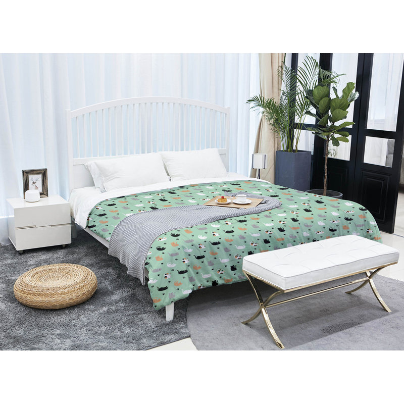 Katelyn Elizabeth Polyester Comforter, Queen Comforter, Green/Orange/Black