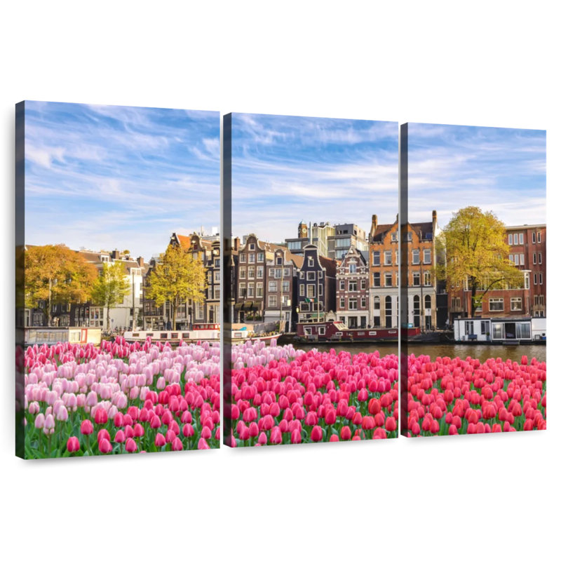 Tulipes du canal Sirci à Amsterdam, H 20 po x l 33 po